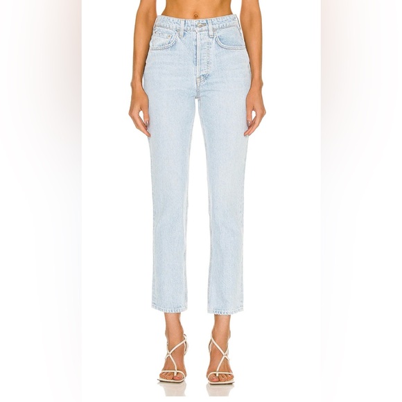 NWT GRLFRND Karolina Jeans Light Wash Jeans Straight High Rise Waist Ankle Sz 29 - Picture 1 of 14